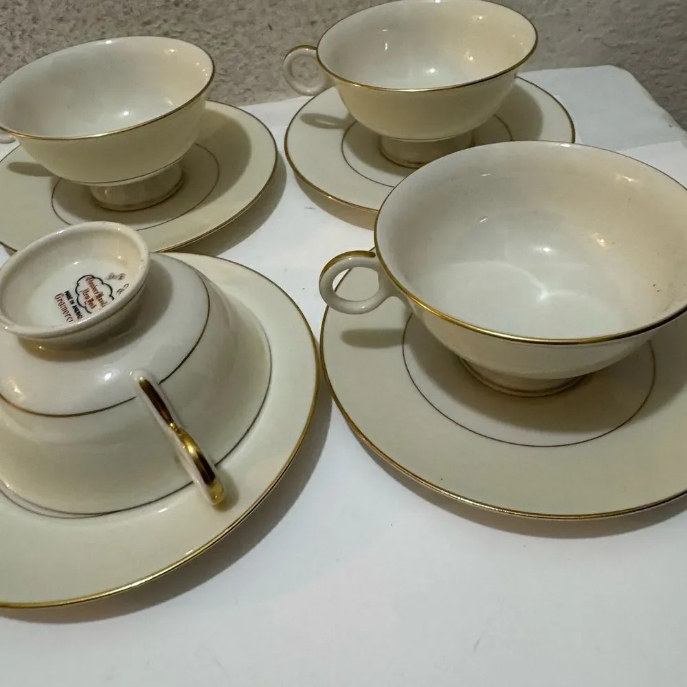 Set of 4 Theodore Havilland Gramercy Tea Cup & Saucer